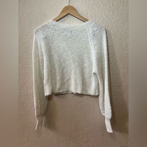 Jun & Ivy Soft Cropped Cardigan Sz S-M Cream Coastal Grandma - Picture 3 of 8